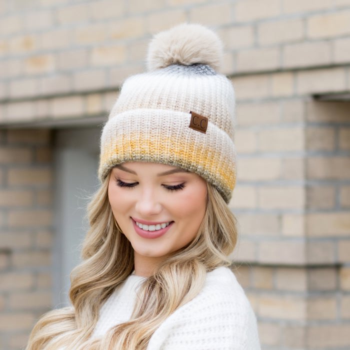 C.C� Ombre Fur Pom Beanie Hat