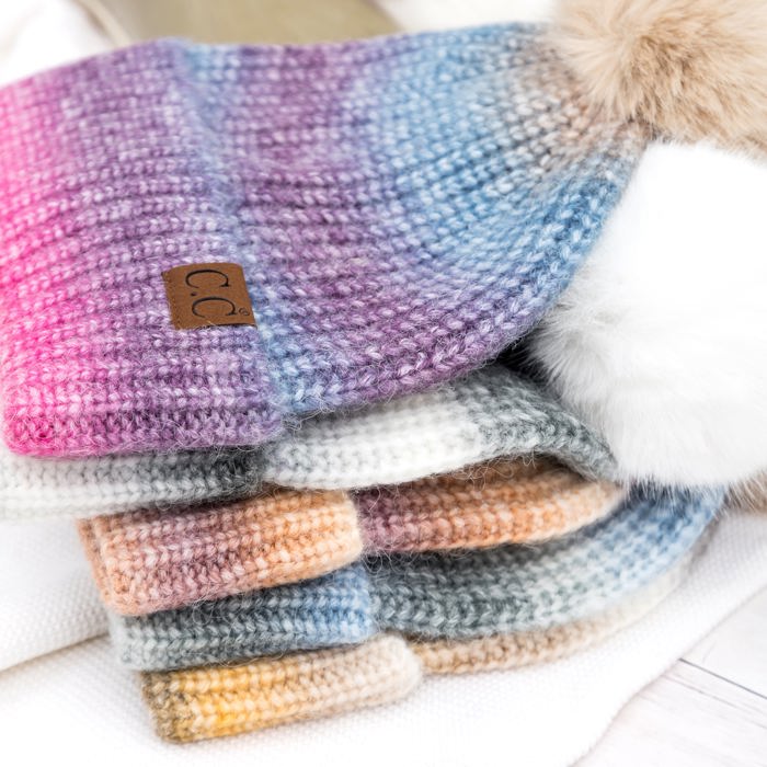 C.C� Ombre Fur Pom Beanie Hat