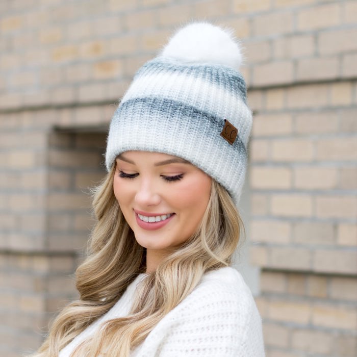 C.C� Ombre Fur Pom Beanie Hat