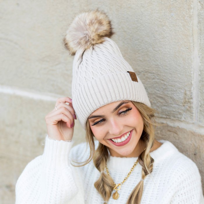 C.C� Honeycomb Pom Beanie Hat