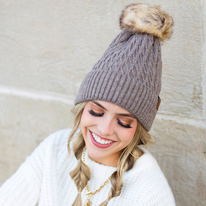 C.C� Honeycomb Pom Beanie Hat