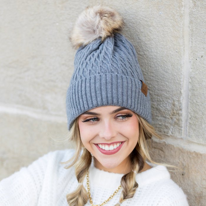 C.C� Honeycomb Pom Beanie Hat