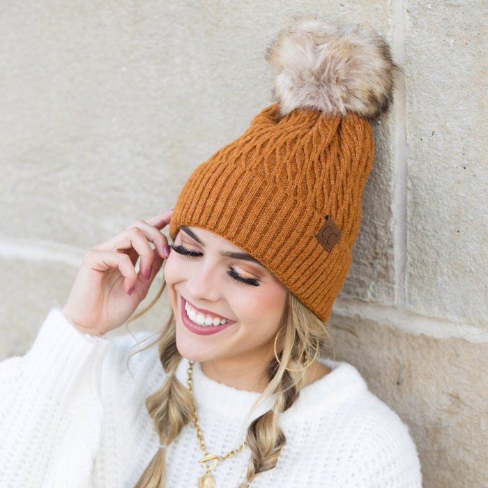 C.C� Honeycomb Pom Beanie Hat
