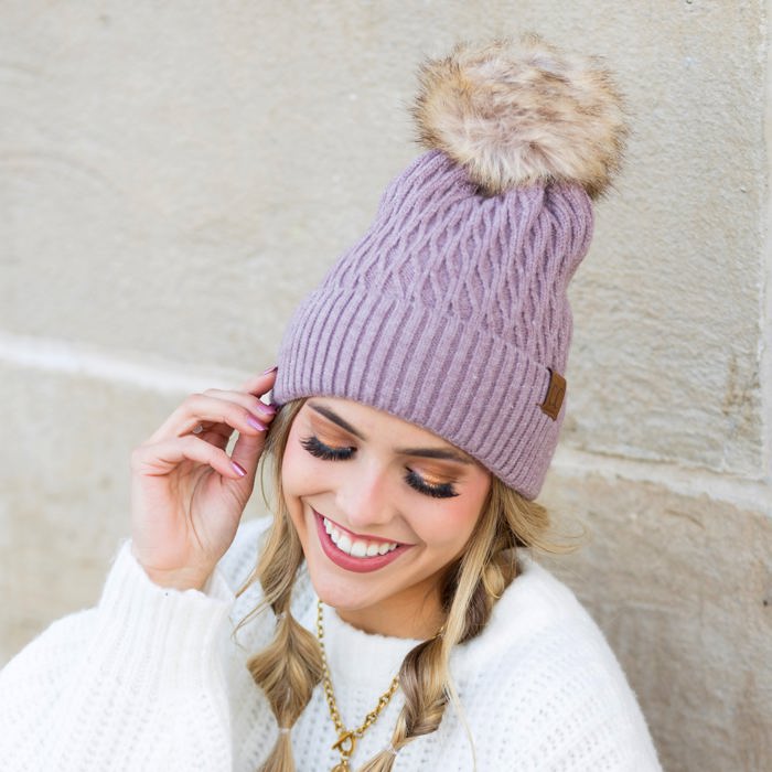 C.C� Honeycomb Pom Beanie Hat