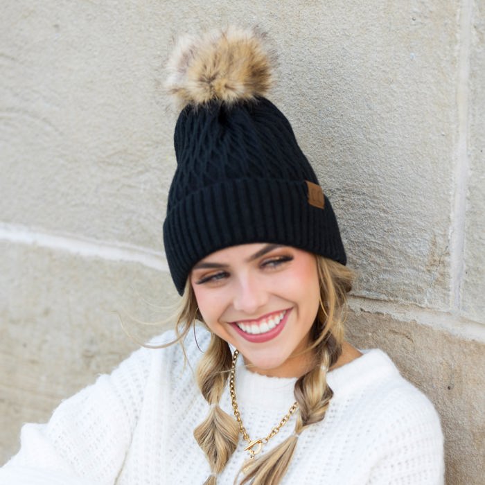 C.C� Honeycomb Pom Beanie Hat