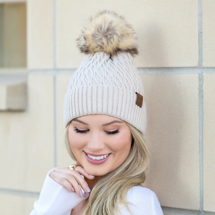C.C� Honeycomb Pom Beanie Hat