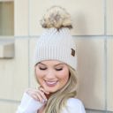 Beige C.C� Honeycomb Pom Beanie Hat