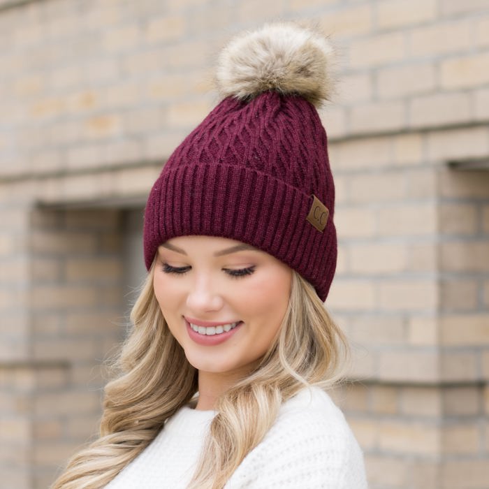 C.C� Honeycomb Pom Beanie Hat