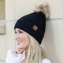 Black C.C� Honeycomb Pom Beanie Hat