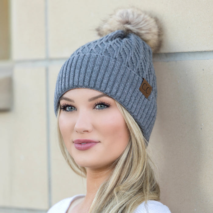C.C� Honeycomb Pom Beanie Hat