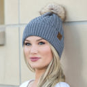 Dark-Gray C.C� Honeycomb Pom Beanie Hat