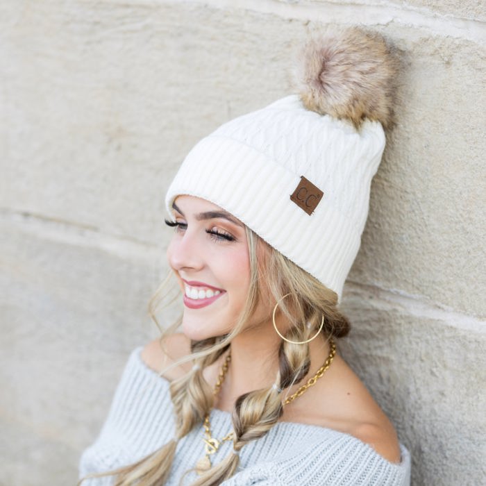 C.C� Honeycomb Pom Beanie Hat