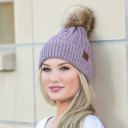 Mauve-Mix C.C� Honeycomb Pom Beanie Hat