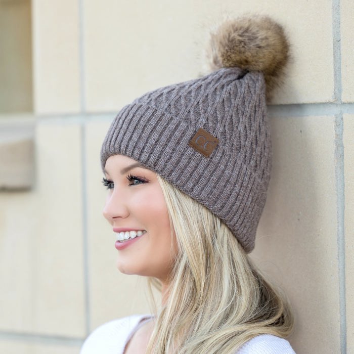 C.C� Honeycomb Pom Beanie Hat