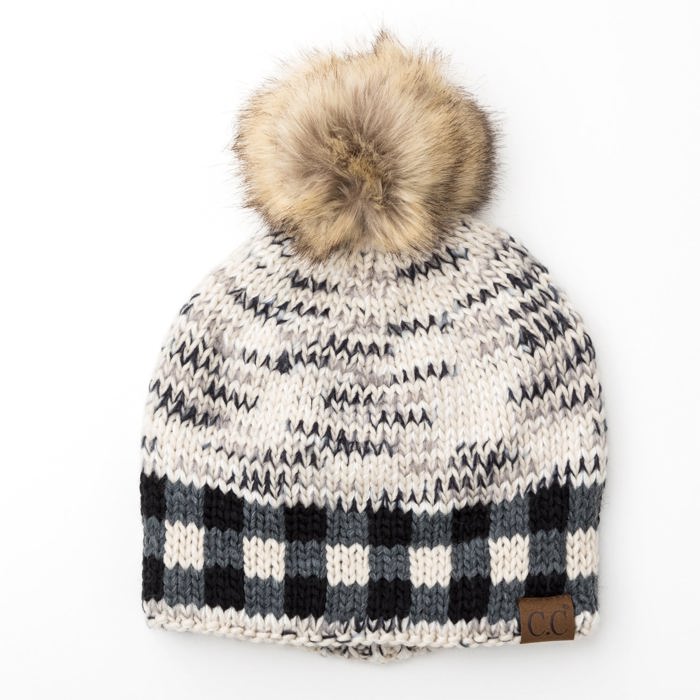 C.C� Buffalo Knit Pom Beanie Hat