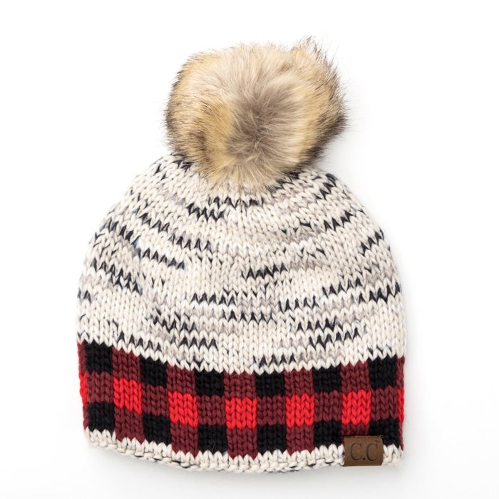 C.C� Buffalo Knit Pom Beanie Hat