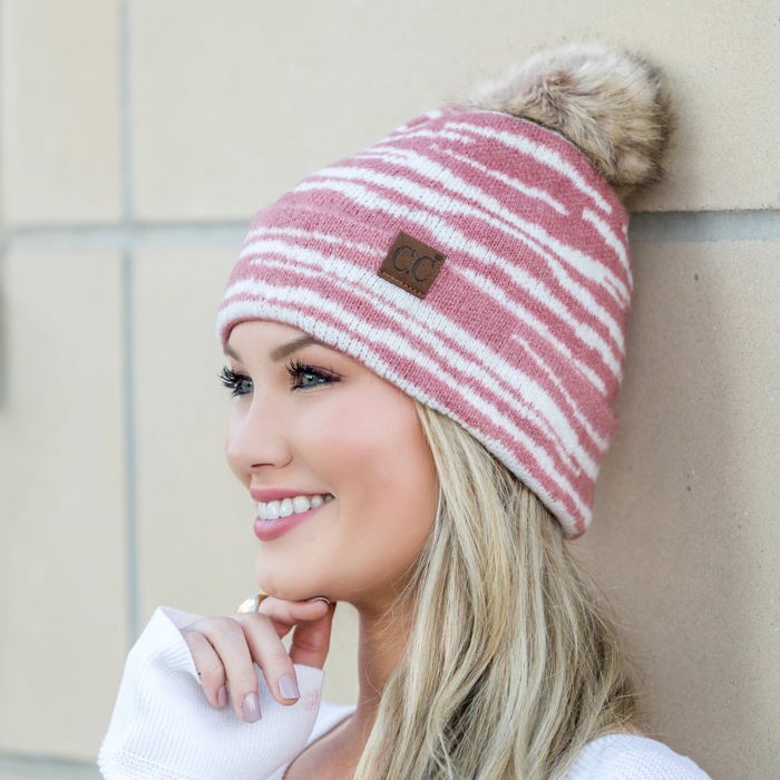 C.C� Zebra Pom Beanie Hat