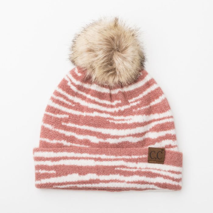 C.C� Zebra Pom Beanie Hat