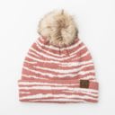 Mauve C.C� Zebra Pom Beanie Hat