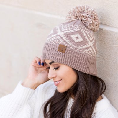 C.C� Aztec Knit Pom Beanie Hat