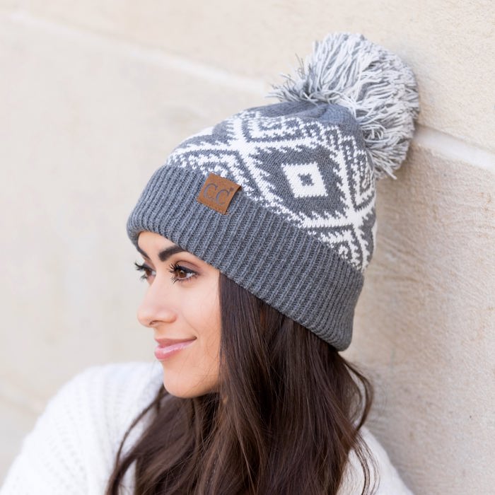 C.C� Aztec Knit Pom Beanie Hat