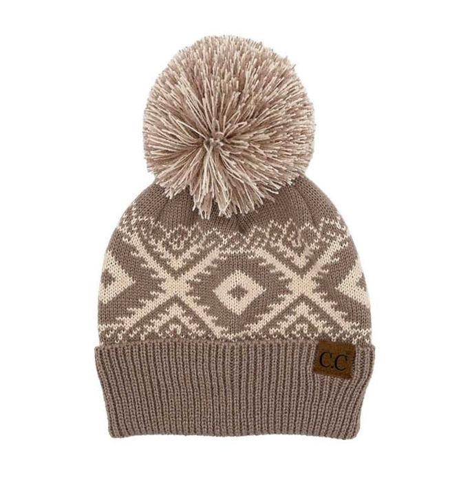 C.C� Aztec Knit Pom Beanie Hat