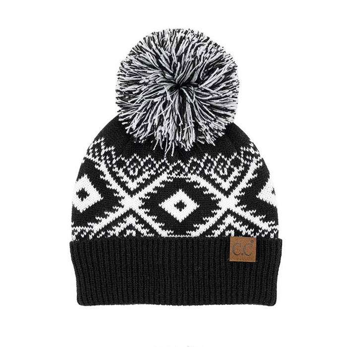 C.C� Aztec Knit Pom Beanie Hat