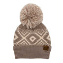 Taupe C.C� Aztec Knit Pom Beanie Hat
