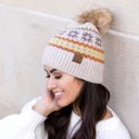  C.C� Nordic Fair Isle Pom Beanie Hat