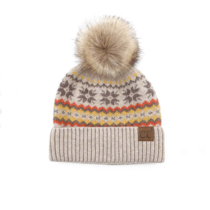 C.C� Nordic Fair Isle Pom Beanie Hat