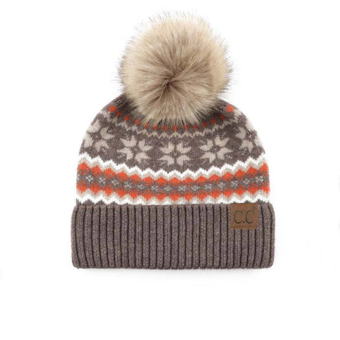 C.C� Nordic Fair Isle Pom Beanie Hat