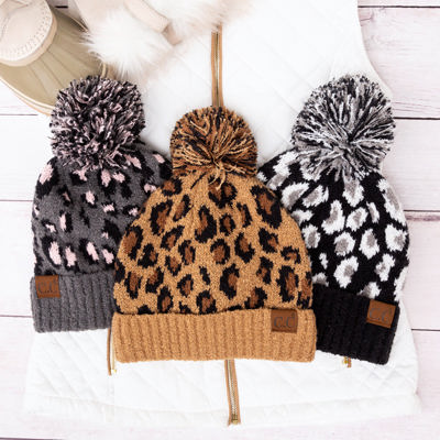 C.C� Leopard Pom Beanie Hat