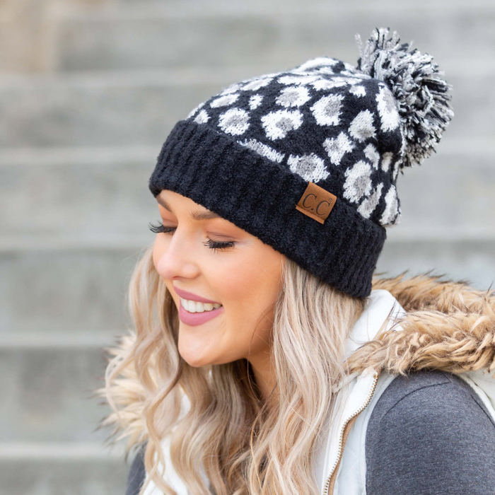 C.C� Leopard Pom Beanie Hat