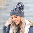  C.C� Leopard Pom Beanie Hat