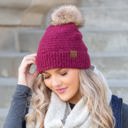  C.C� Ultra Soft Fur Pom Beanie Hat