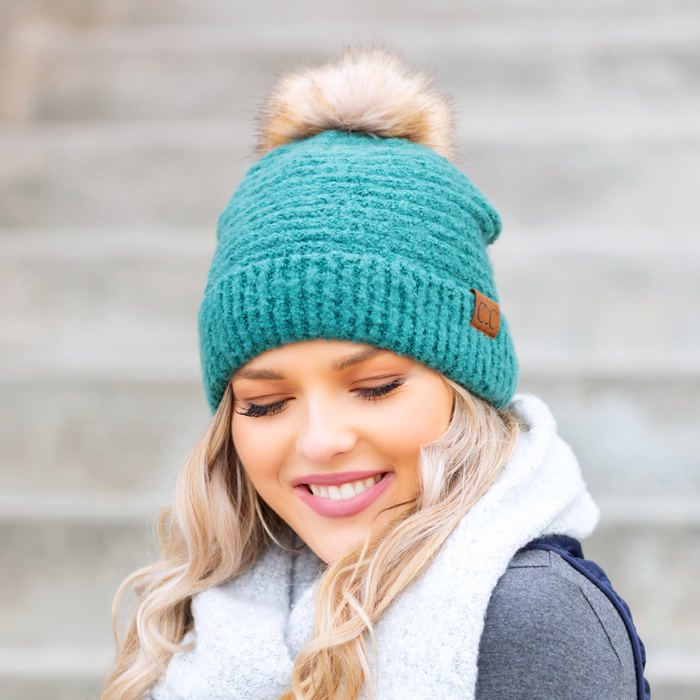 C.C� Ultra Soft Fur Pom Beanie Hat