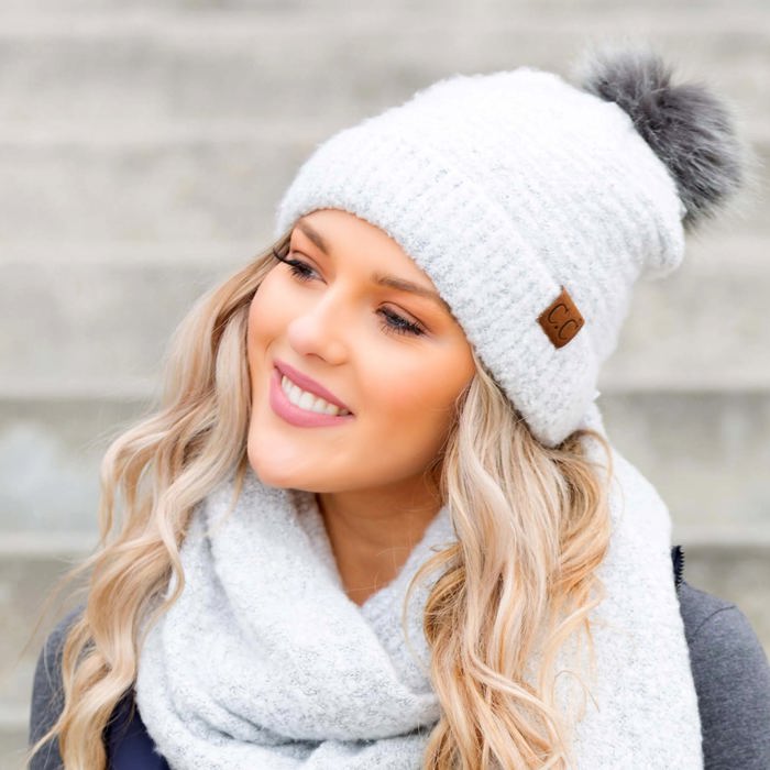 C.C� Ultra Soft Fur Pom Beanie Hat