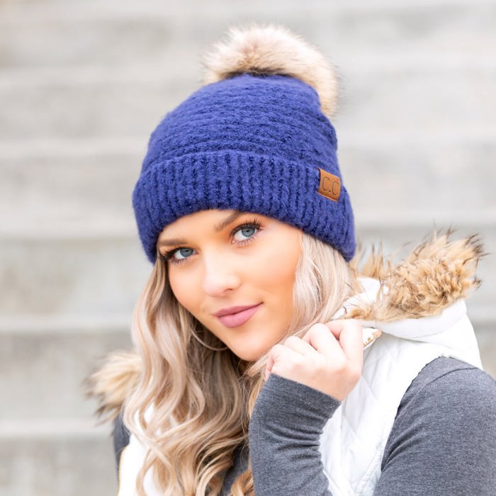 C.C� Ultra Soft Fur Pom Beanie Hat
