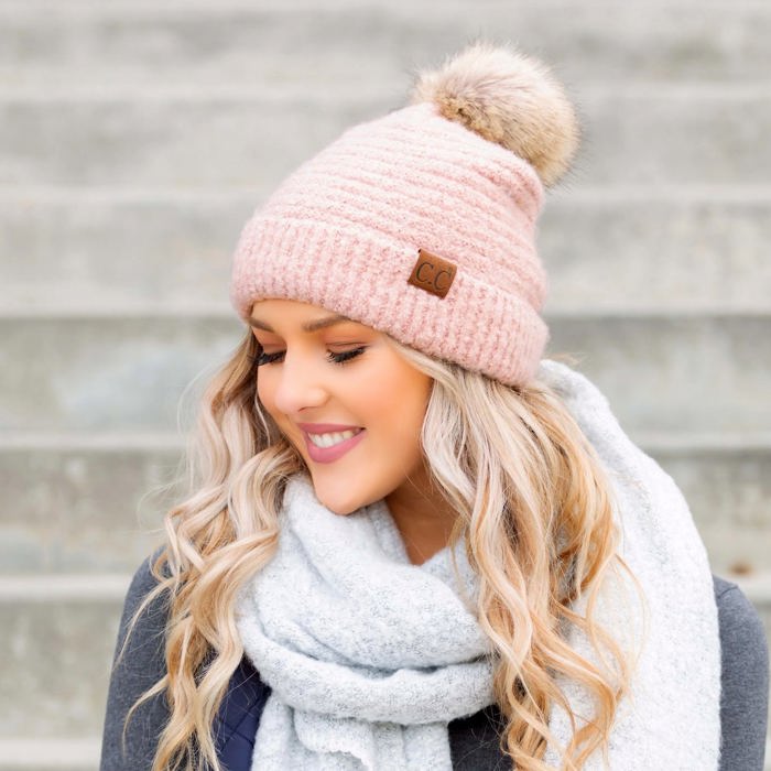 C.C� Ultra Soft Fur Pom Beanie Hat