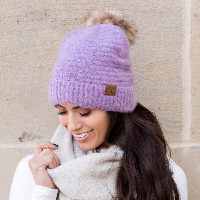 C.C� Ultra Soft Fur Pom Beanie Hat