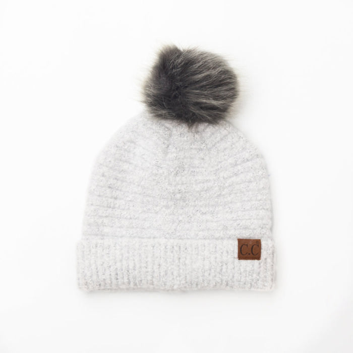 C.C� Ultra Soft Fur Pom Beanie Hat