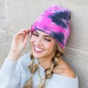 Black/hot Pink C.C� Tie Dye Boyfriend Beanie Hat