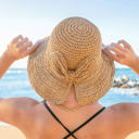 Khaki Bow Accent Straw Hat