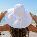 White Classic Bow Accent Sunhat