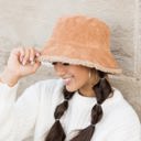 Camel Reversible Sherpa Boucle Bucket Hat