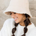 Cream Reversible Sherpa Boucle Bucket Hat