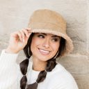 Khaki Reversible Sherpa Boucle Bucket Hat