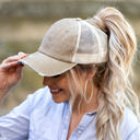  Distressed Messy Bun Cap Hat