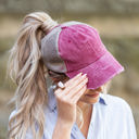  Distressed Messy Bun Cap Hat