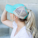  Distressed Messy Bun Cap Hat